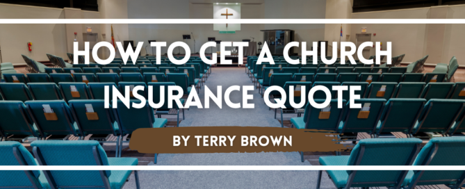 Interior of a church with rows of teal chairs, emphasizing the process of obtaining a church insurance quote, as outlined by Terry Brown.