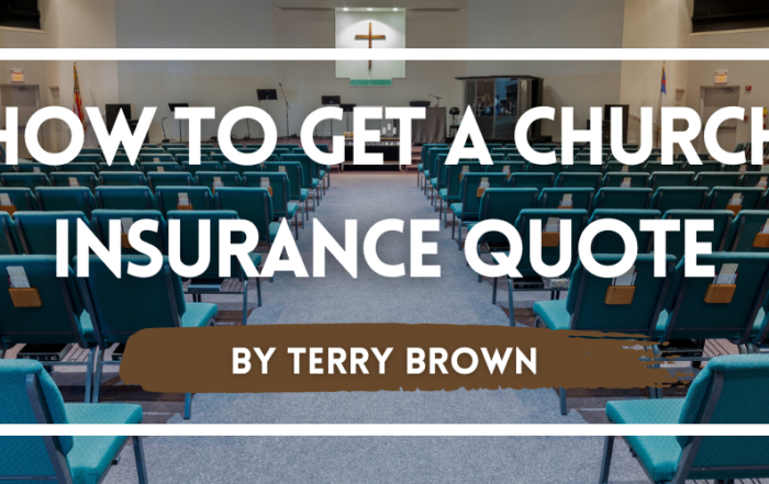 Interior of a church with rows of teal chairs, emphasizing the process of obtaining a church insurance quote, as outlined by Terry Brown.